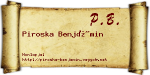 Piroska Benjámin névjegykártya